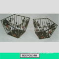 Qualified Set of 2 Square Wrought Iron Decorative Basket